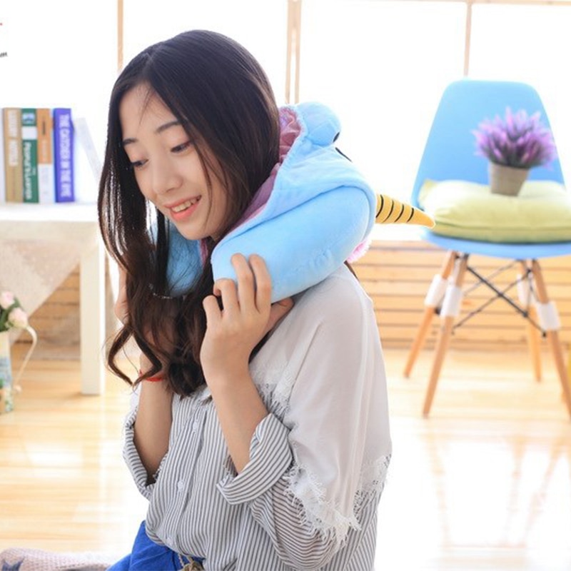 Cartoon U-Shape Hoodie Travel Pillow