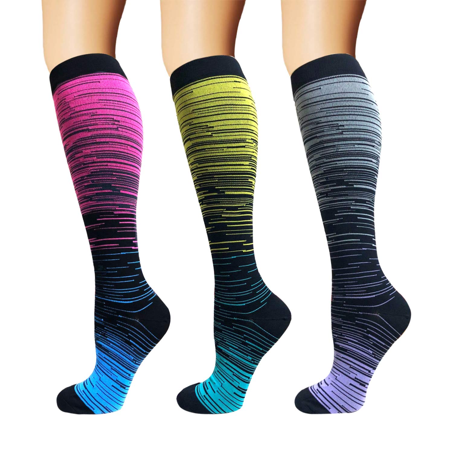 Colorful Knee-High Compression Cycling Socks